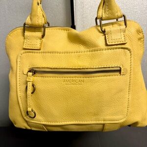 American Leather Co Pale Yellow Leather Shoulder Bag